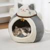 Kształt kota szczęścia gniazdo dla kota jesienno-zimowe ciepłe dom kota szczęścia półzamknięty mały i średni kojec gniazdo dla zwierząt