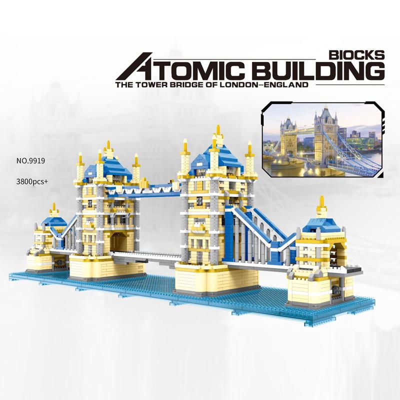 World Famous Architecture Micro Diamond Block Tower Bridge London England Small Construction Brick United Kingdom Nanobrick Plaything