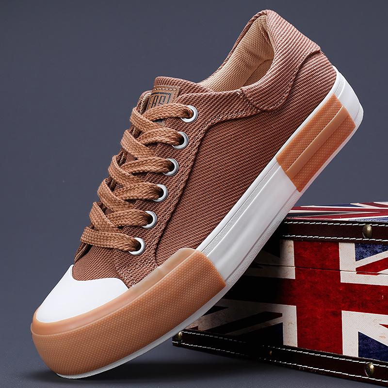 2026 Spring Men's Korean Style Casual Canvas Shoes - Versatile, Trendy, Flat Bottom, Low Top Board Shoes