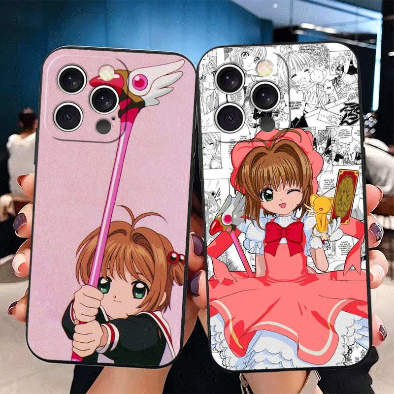 CardCaptor Sakura Anime Soft Phone Case for iPhone 16 16E 17 Air 15 Pro Max 14 Plus 13 Mini 11 12 7 Black Cover Back Shell