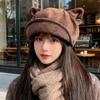 Autumn and Winter Suede Cat Ear Beret Women's Retro Face Showing Small Octagonal Hat Casual Versatile Trendy Painter Hat