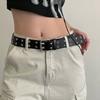 PU Leather Double Row Buckle Waistband Metal Y2K Belt Cool Men Belt  Female