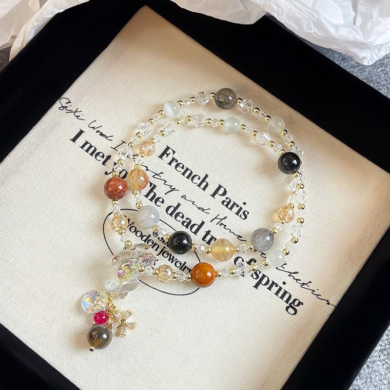 Handmade Natural Stone Crystal Beaded Bracelet Women Minimalist Elegant Jewelry Gift 2025