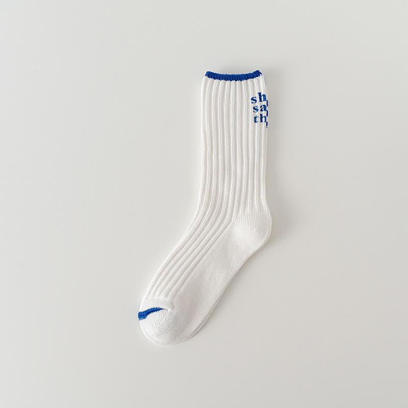 

Принтованные средней длины, Трендовые, Толстая вязка, Махровые носки, С надписями, Модный бренд, Модные длинные чулки, Парные носки 1 pair синий