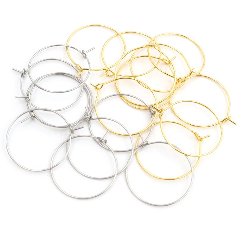 50pcs 12 15 20 25 30 35 40mm 316 Stainless Steel Gold Plated Hoops Earrings Big Circle Ear Wire Hoops Earrings Wires Findings