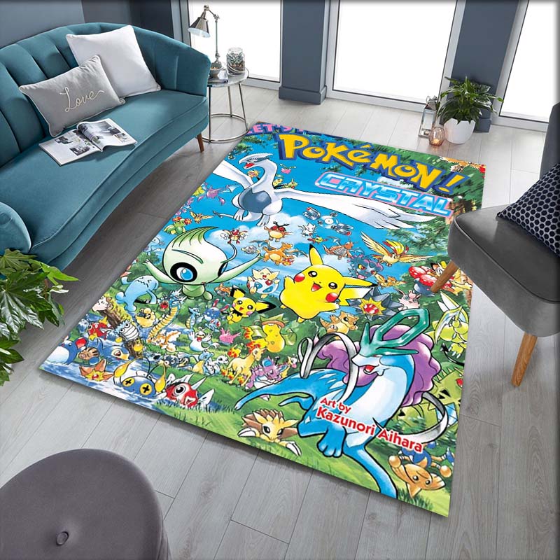 Pokémon-themed printed non-slip decorative rug, cute cartoon welcome mat, a great gift for friends and family.