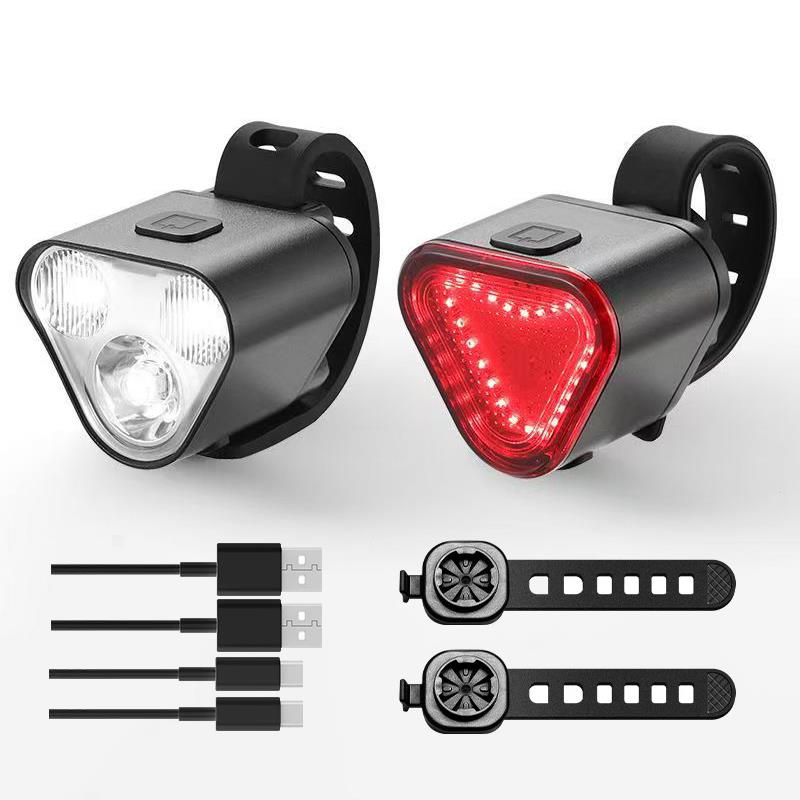 BUCKOLS Bicycle Lights Set Ultralight Front and Rear Bike Light COB LED Bicycle Warning Light Rechargeable MTB Rear Lights 7