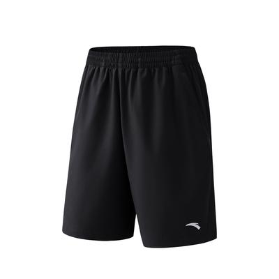 Training Series Solid Color Logo Print Elastic Waist Straight Leg Sports Casual Woven Shorts Men Shorts Black 952627502-3