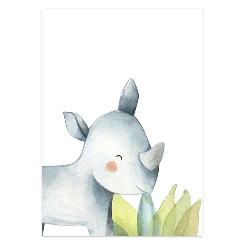 Cute Animal Decorative Painting Zebra Elephant Fox Picture for Children's Room Wall Art Decoration Poster for Kid Nursery Art