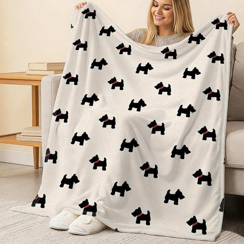 Scottish Terrier Fleece Throw Blanket Soft, Cozy & Warm with Hemmed Edges, Ideal for Couch, Home Use & Valentine's Day Gift