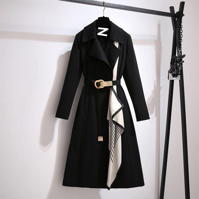 

Windbreaker Women s Mid-Length Spring and Autumn Wear New Fashionable Age-Reducing Large Size Loose Slimming and Temperament Women s Jacket L