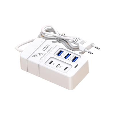 6-in-1 Surge Protector 6-Outlet Extender with 3 USB & 3 Type C Ports Power Strip Multi Plug Outlets Wall Adapter Spaced for Home