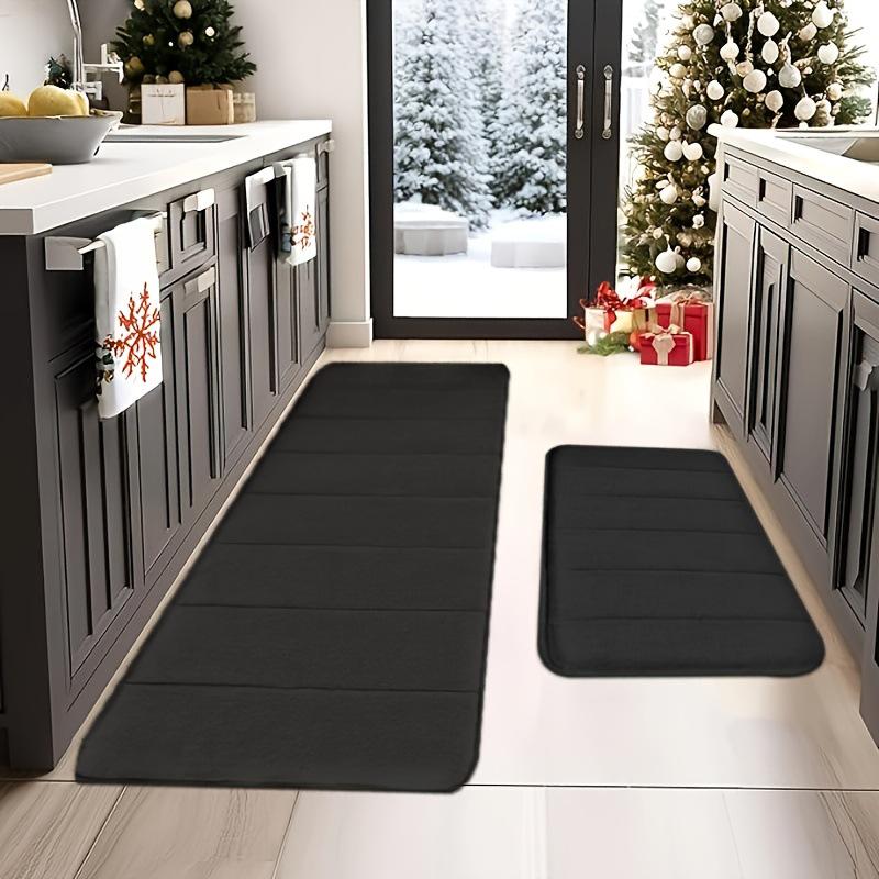 

Однотонний вологопоглинаючий кухонний килимок з коралового флісу, набір: Довга смуга, брудовідштовхувальний, простий у догляді, двокомпонентний килимок для підлоги 40*60+40*120cm