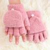 1Pair Women Men Soft Coral Fleece Gloves Half Finger Mittens Winter Warm Gifts