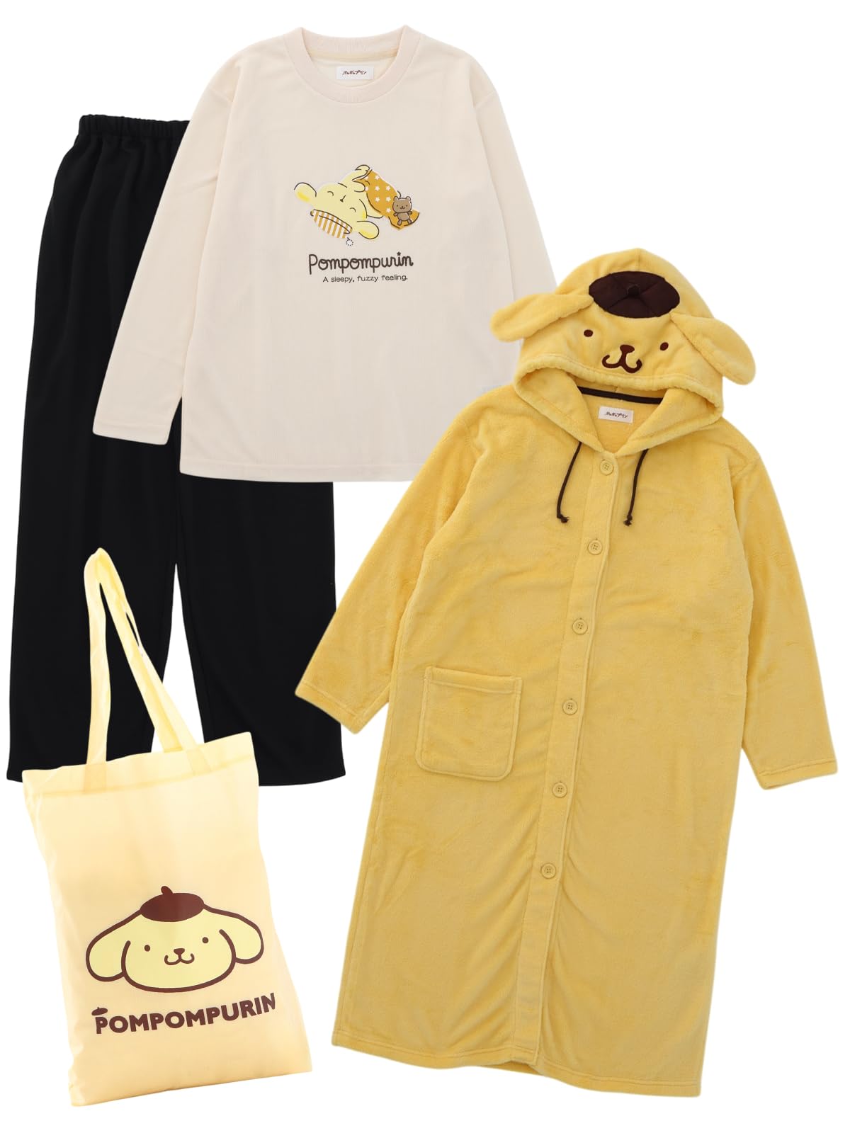 

Sanrio Characters My Melody Pompompurin Cinnamoroll Kuromi Room Wear Dress Up Blanket Long Sleeve Tote Bag Set 3 Piece Set ML [Kaitak Family] Womens