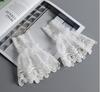 Elegant White Floral Lace Fake Cuffs For Women Stylish Hand Sleeve Cosplay Accessories Perfect For Parties And Weddings