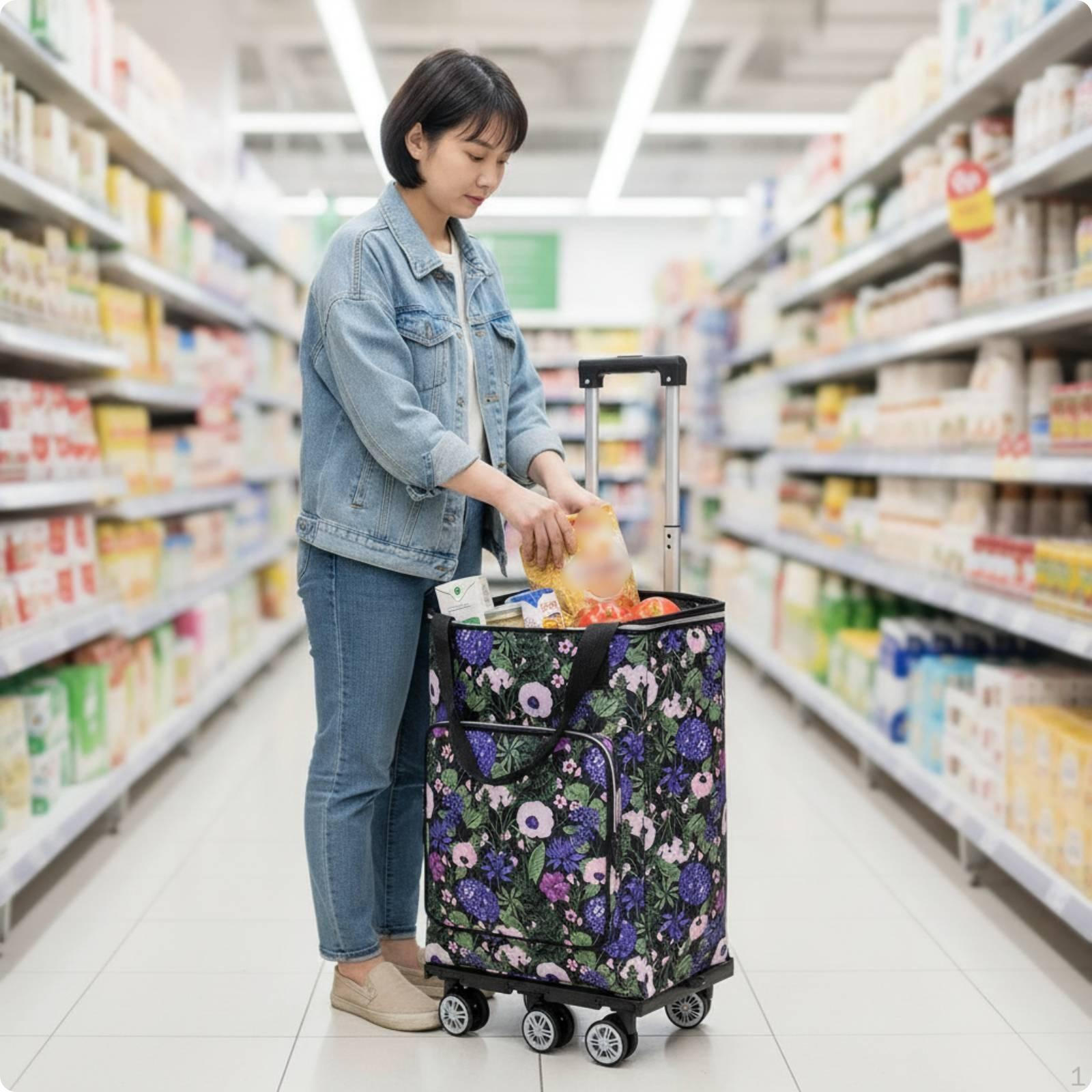 Foldable Shopping Trolley Telescopic with Insulated