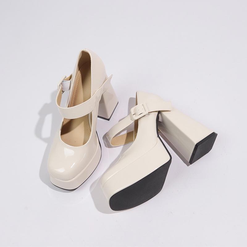 

Туфли Мэри Джейн Woodpecker 2025 Черные на Толстом Каблуке - Французский Дизайн Petite для Женщин 39