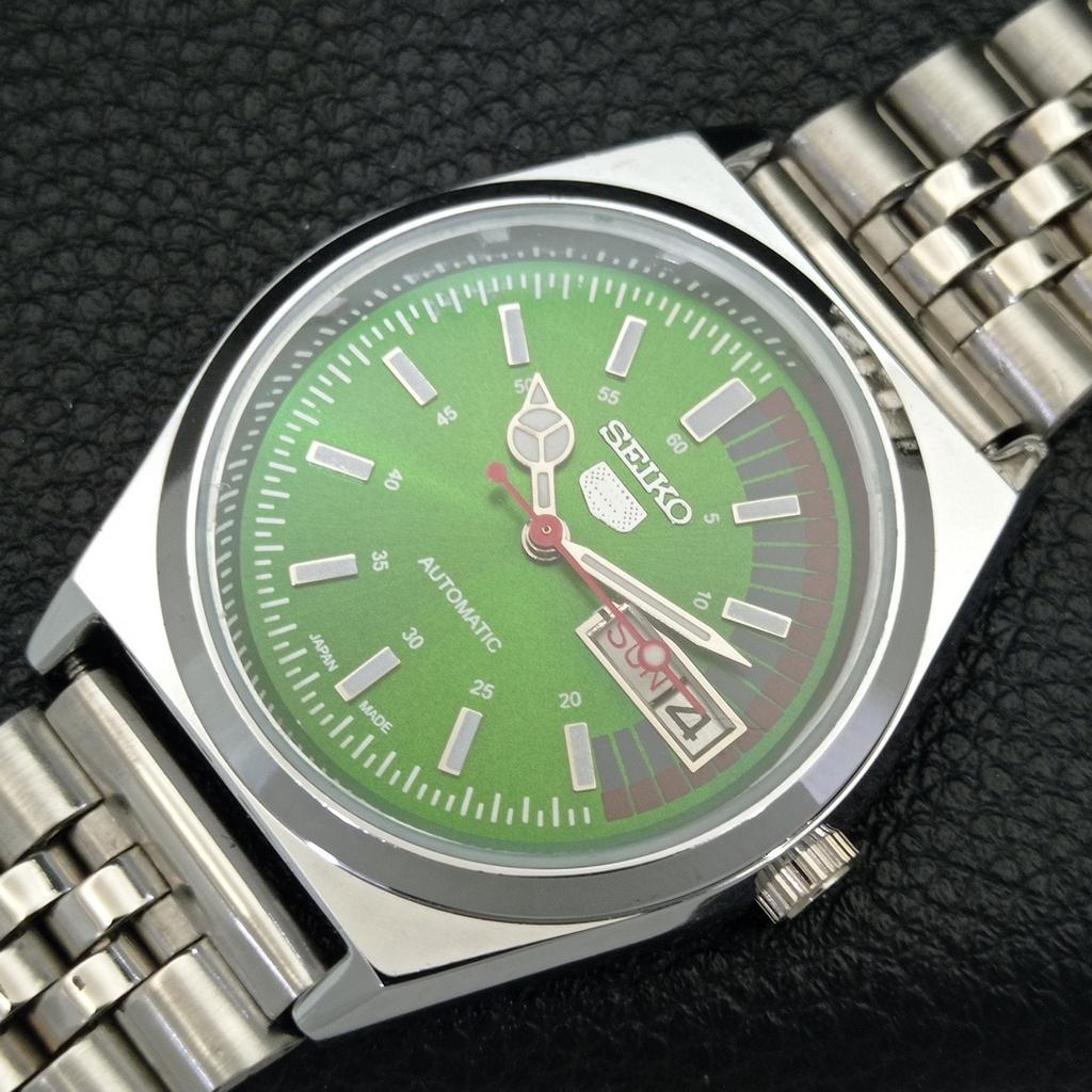 JAPAN VINTAGE REFURBISHED SEIKO 5 AUTOMATIC 6309A MENS GREEN WATCH a440881-4 Sk-a440881