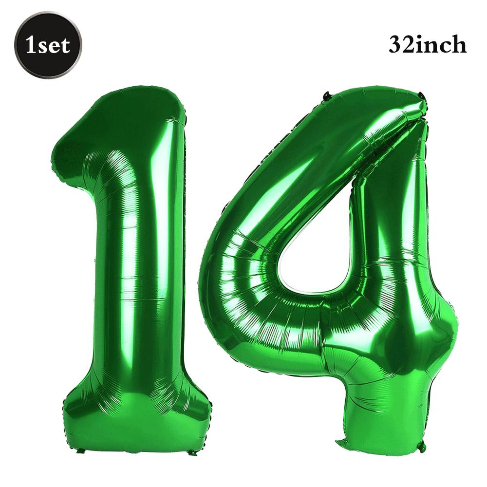 32 Inch Green Number Foil Balloons 0-9 Jungle Safari Theme Soccer Party Decor Kid Boy 1st Birthday Dinosaur Baby Shower Supplies