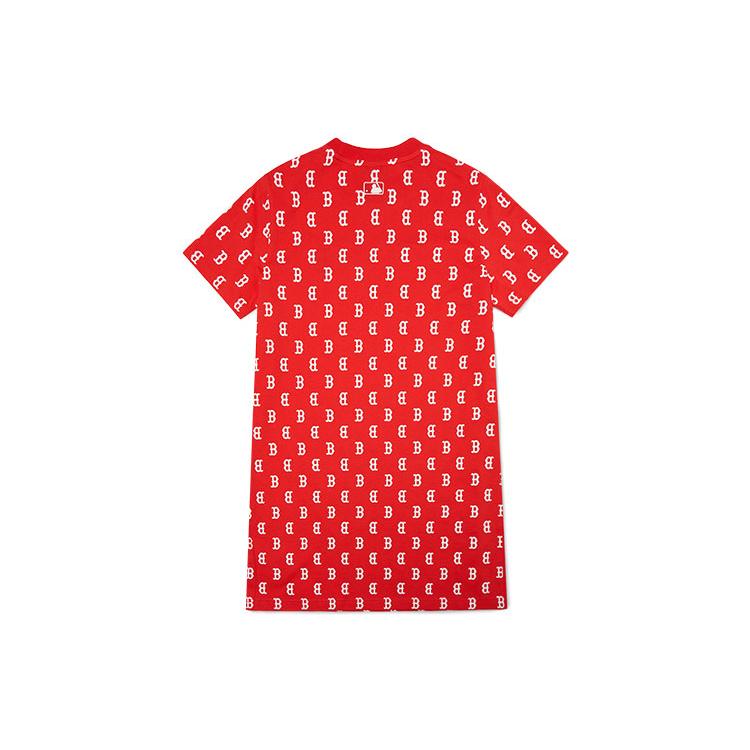 New MLB Base Logo Short Sleeved Dress Women's Red 3FOPM0123-43RDL