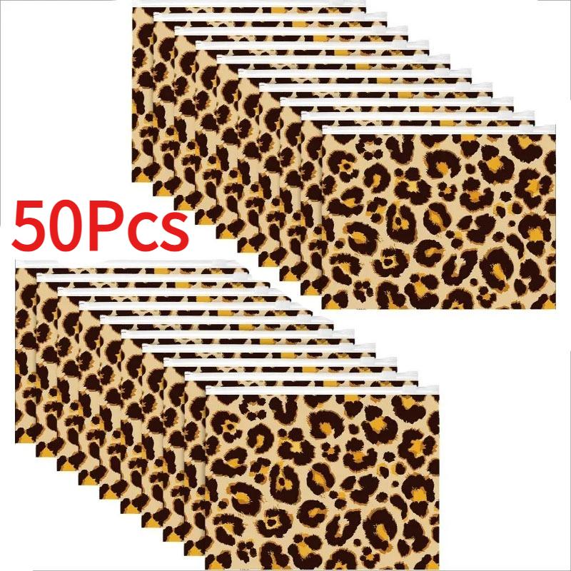 

50PCS Multi Functional Leopard Print Waterproof EVA Storage Bag for Skincare and Makeup Products Rectangular Zipper Storage Bag 19.5x15cm
