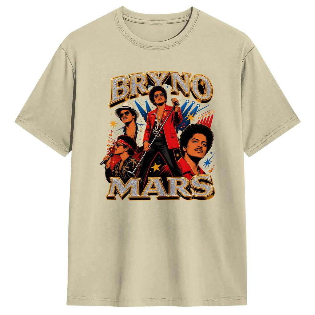 Funny Bruno Mars Chicago RoUnisextic Tour Rose TShirt Unisex O Neck Pure Cotton T Shirt Short Sleeve Tees Gift Idea Clothes