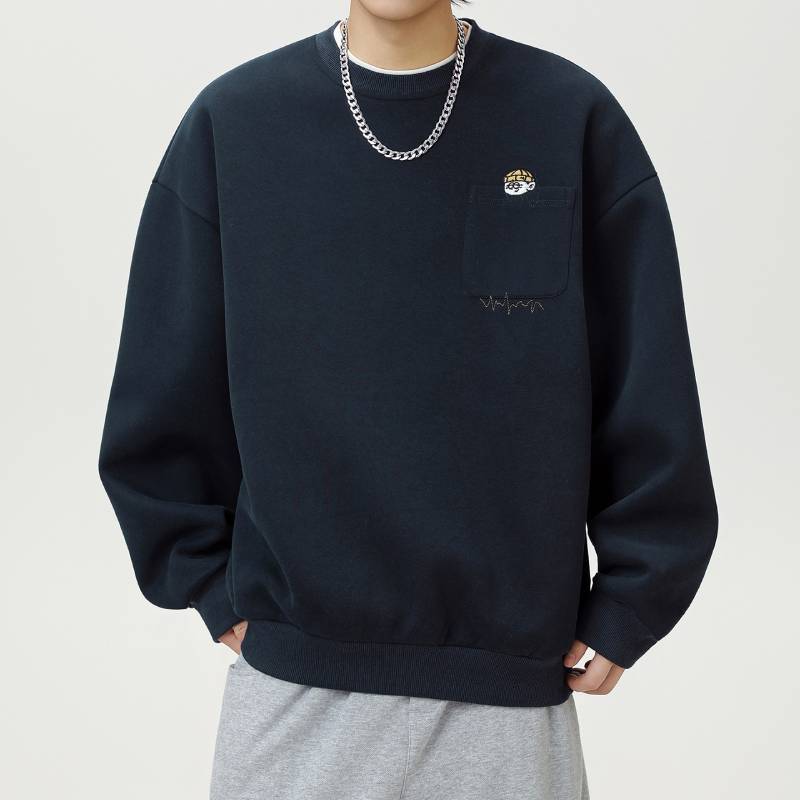 Vintage Embroidered Round Neck Sweatshirt For Casual Autumn Wear