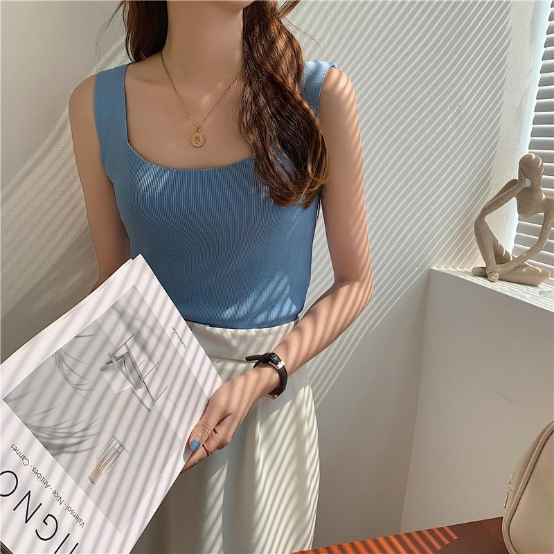 Ladies' Summer Backless T-shirt Women's Casual U-neck Tank Vest Fashion Women's Tank Tops