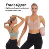 Women Front Zipper Shockproof Sports Bra Plus Size Push Up Seamless Backless Gym Wear