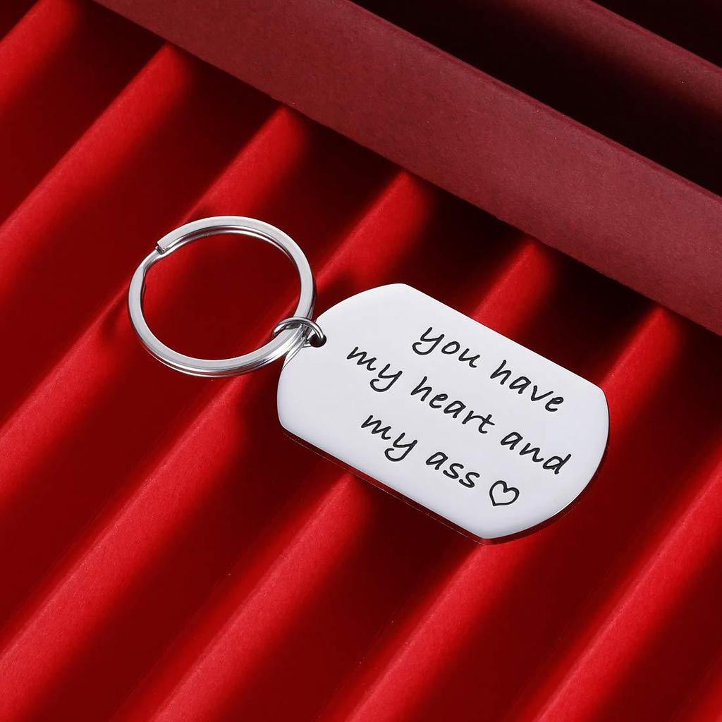 You Have My Heart Stainless Steel Dog Tag Keychain Romantic Couple Design Fashion Keyring Practical Lover Gift