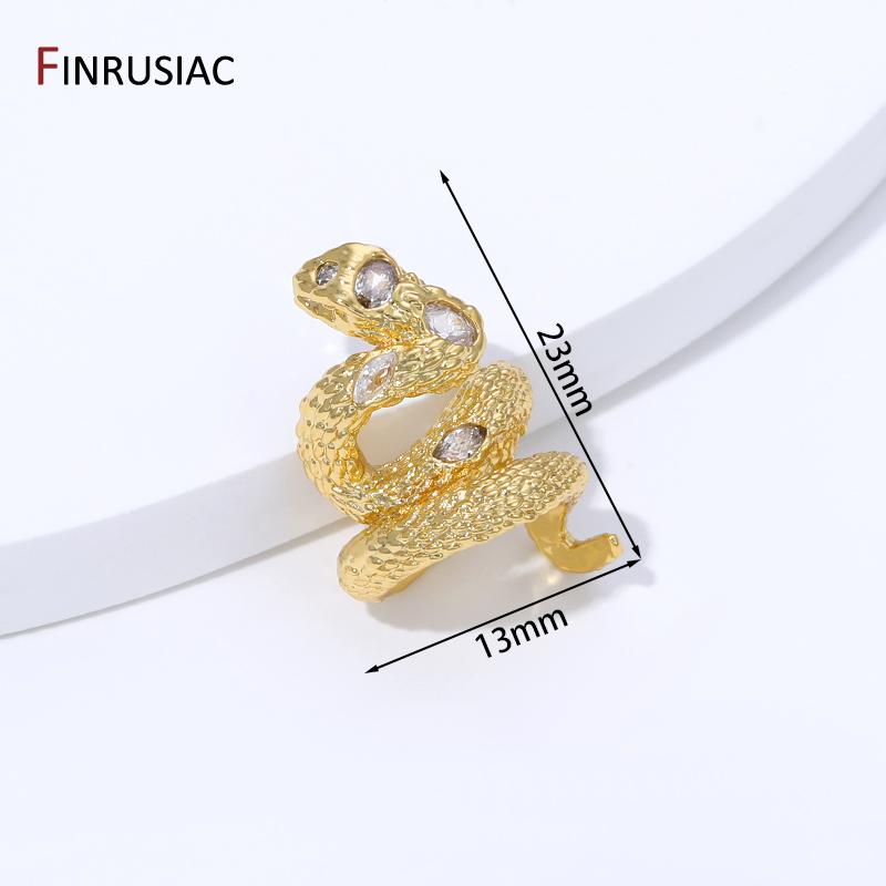 

18K Gold Plated Brass Inlaid Zircon Snake Shaped Running Ring Spacer Beads,Separators beads For DIY jewelry making supplies 1 piece