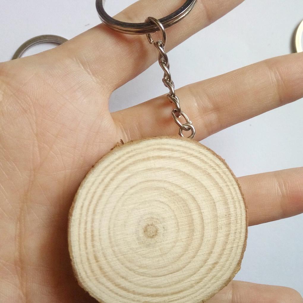 Wood Keychain Hanging Engraving Key Chain Shaped Hand-painted Accessory Jewelry Handmade Blank Round Keyring Making