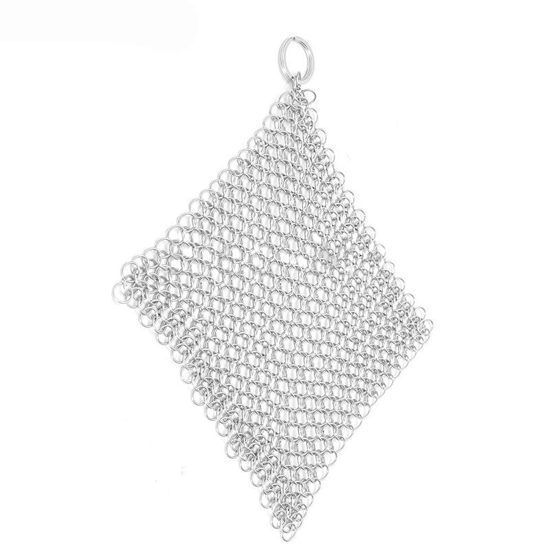 Stainless Steel Chainmail Ring Scrubber Cast Iron Skillet Pot Cleaner New