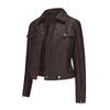 Women Leather Jacket Slim Fit Pu Zipper Outerwear Long Sleeve Lapel Collar for Fall Winter