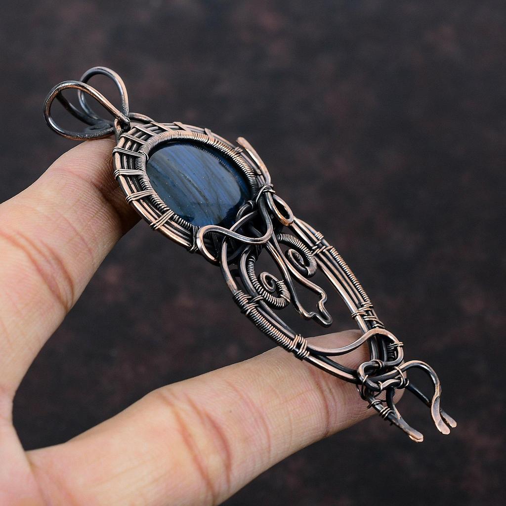 Labradorite Pendant Copper Wire Wrapped Gemstone Pendant Ethnic Style Pendant Copper Wire Wrap Jewelry Handmade Amazing Pendant Gift For Mom
