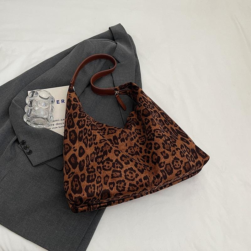 Retro Fashion High-value Leopard Print Tote Bag for Women 2025 New Korean Version of Casual Commuting Large-capacity Shoulder Bag for Women