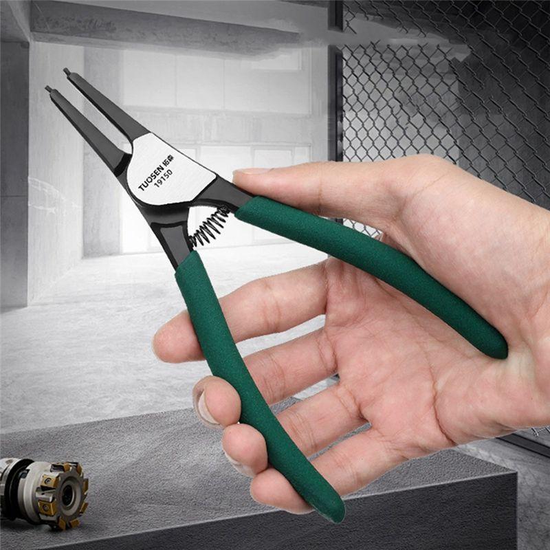 ABUL-TUOSEN 4Pcs Circlip Pliers Set 7Inch Long Nose Plier Staight Bent Plier Inner Outer Retaining Snap Ring Remover Tool