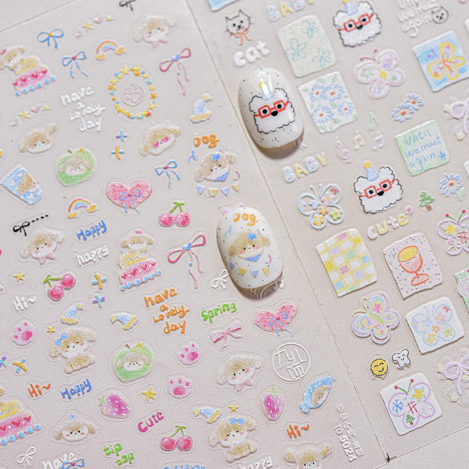 

Tomoni Durable Nail Stickers for Kids - Dessert Puppy Nail Art Decals