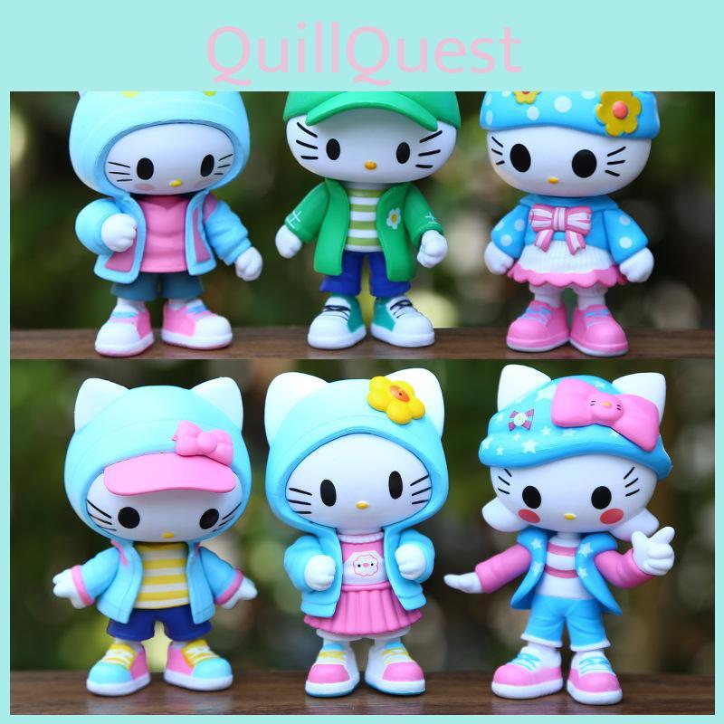 Adorable Kt Cat Figurine Cute Fashionable Pvc Cat Doll For Home Desk Decoration