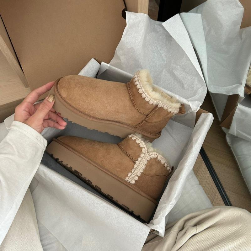 Sangpo snow boots women's new sheepskin and fur integrated short tube wool mouth increased thick-soled warm wool boots winter shoes