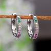 Rainbow Color Stone Huggie Hoop Earrings for Women Trendy Daily Jewelry
