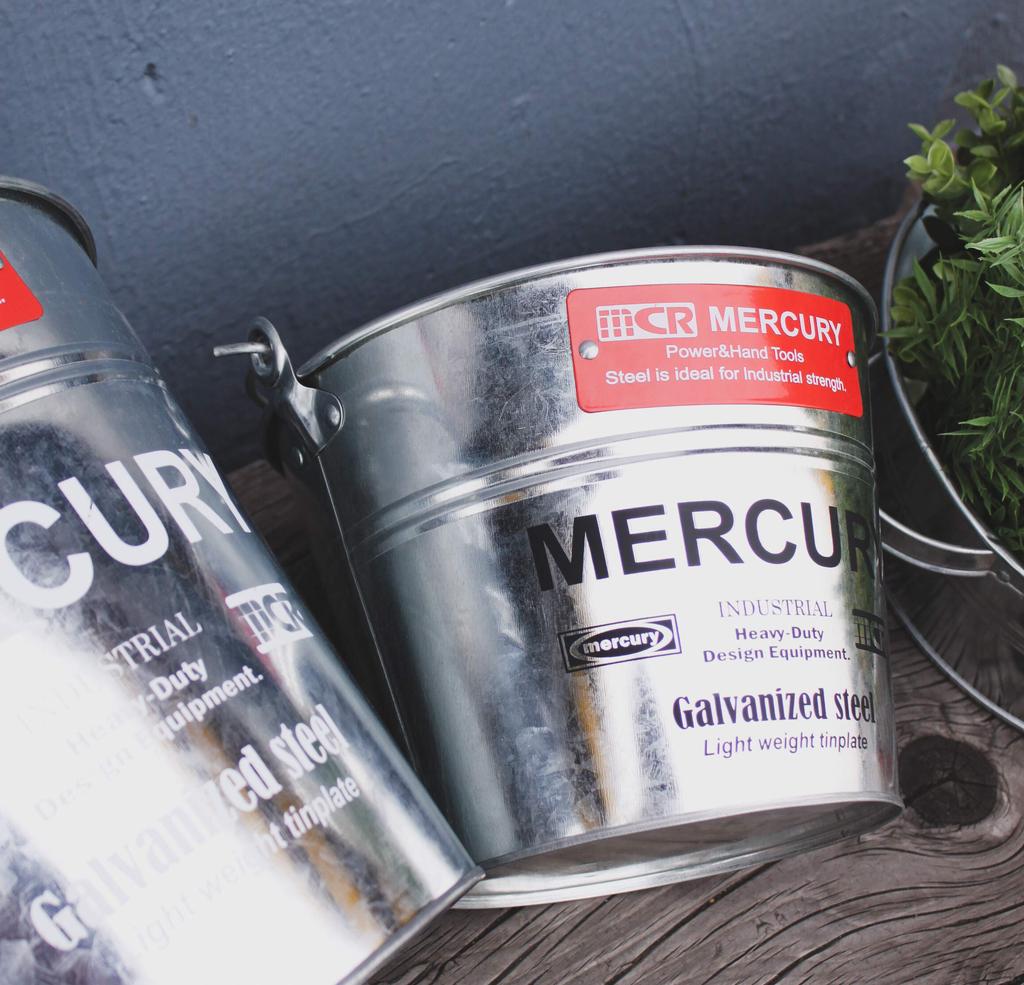 Keystone Mercury Tin Bucket Small 23cm×H18cm galva white ME047205