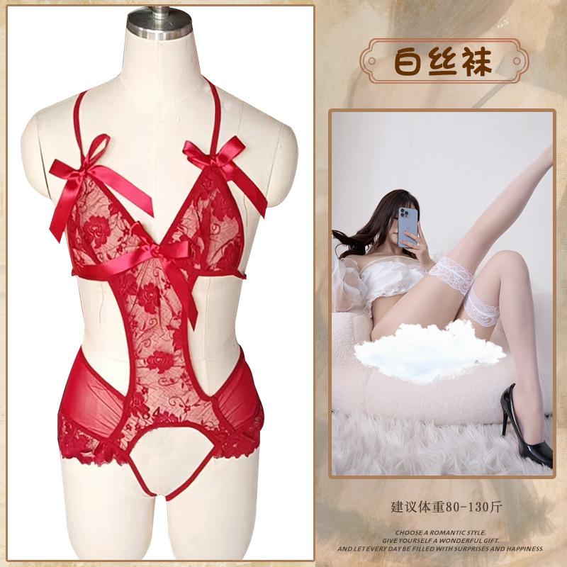 Sex underwear pure desire purple lace onesie sexy open crotch free temptation sex uniform