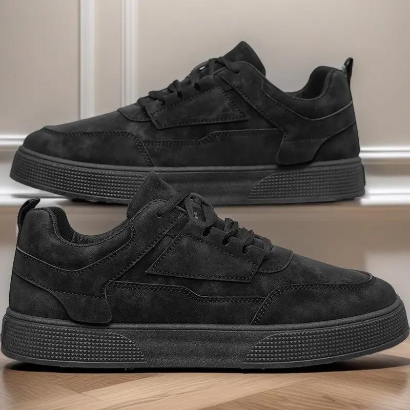 

Leather men s skateboard shoes Casual Shoes Running sneakers Breathable lightweight non-slip tennis shoes Sneakers Large size 39 чёрный