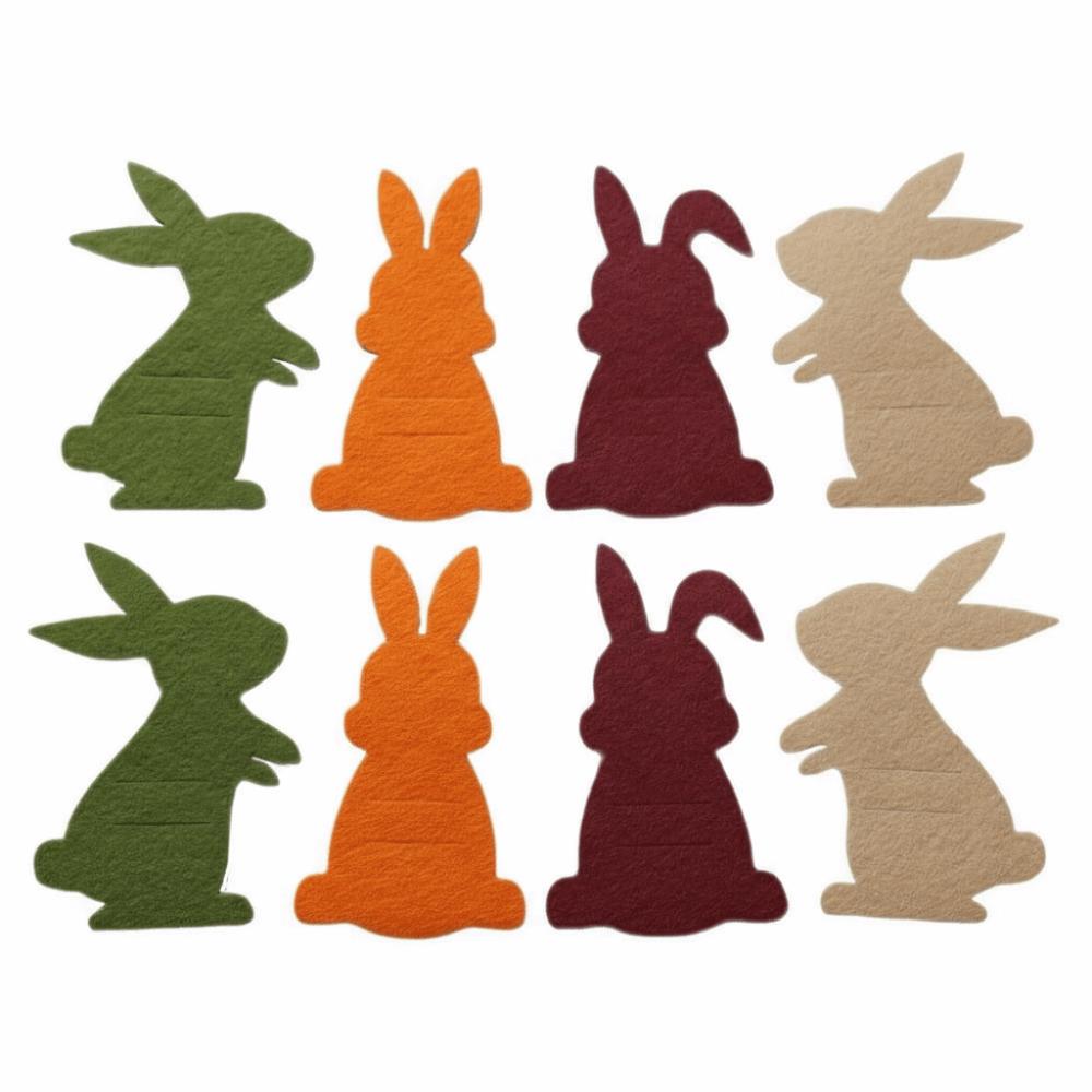 

8pcs/set Funny Easter Bunny Coin Clip Colorful Felt Unique Rabbit Cutlery Holders Cotton Cloth Cartoon Dinnerware Decor