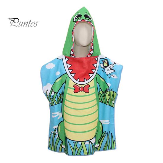 Children Bath Towel Cartoon Printing Kids Beadch Hooded Bath Wrap Poncho Quick-drying Super Absorbent Swimming Towel Windproof Wearable Towel Toddler