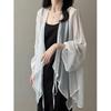 Camicie da Donna a Colore Unito Scollo a V Ampie Manica Lunga Maglia Aperta Stile Coreano Allacciatura Semplice Estive Chiffon Traspirante Minimalista Alla Moda