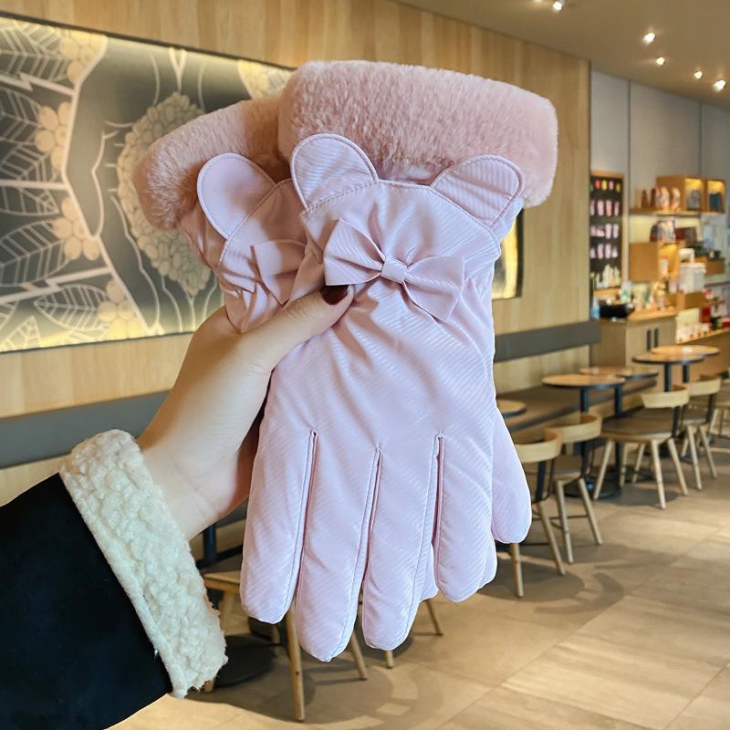 Winter Warme Dicke Handschuhe Niedlicher Kleiner Bär Plüsch Handgelenk Wasserdicht Touchscreen Schutz Warme Handschuhe Outdoor Skiausrüstung