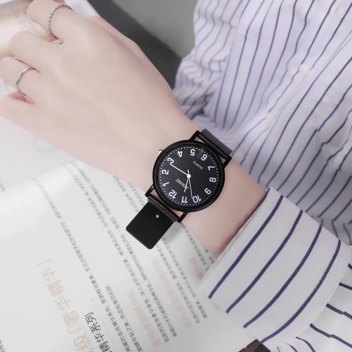 

Простые женские часы Бесшумные часы для экзамена Силиконовый ремешок Женские кварцевые наручные часы Водонепроницаемые Круглые часы с маленьким циферблатом для женщин Студенческие